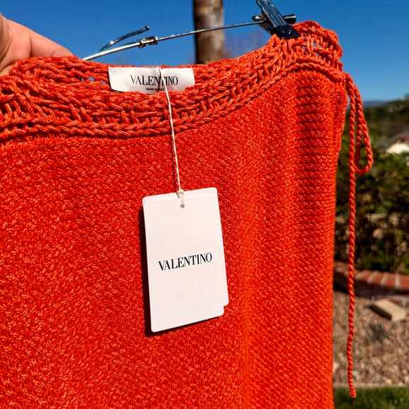 Valentino Garavani Wool Knit Midi Skirt Fluted Jacquard Size XS Fits Small NWT - Picture 6 of 10